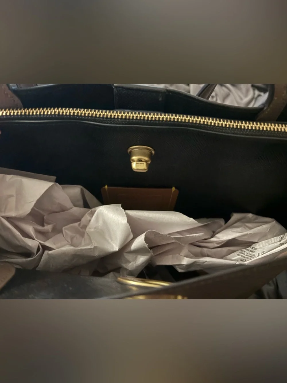 Coach Leather Tote with Gold Turn-Lock - Picture 5 of 9